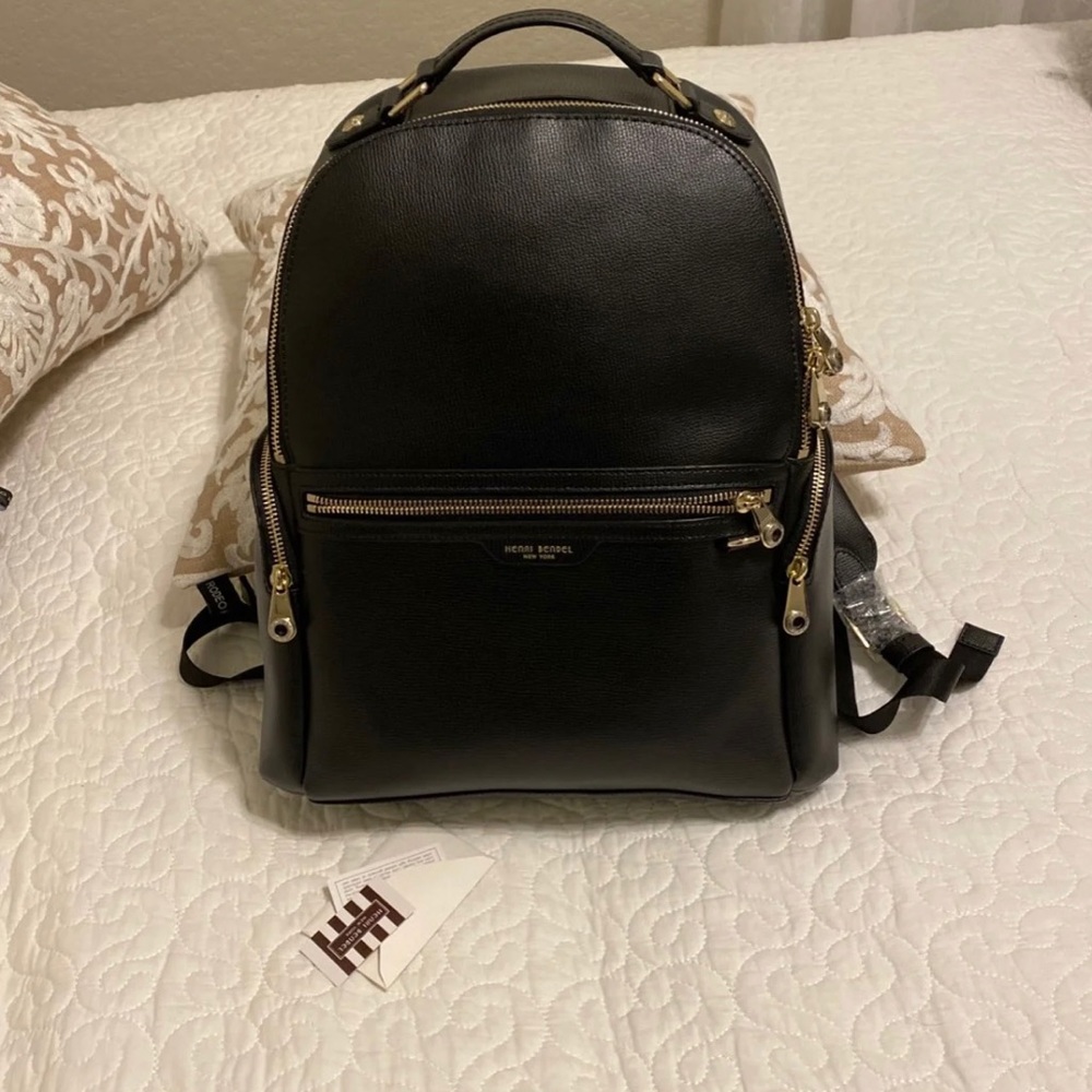 Black Henri Bendel Black Leather Backpack